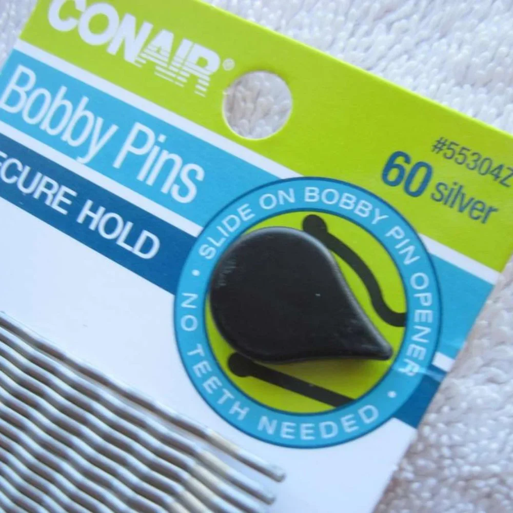 60 Conair Silver Secure Hold Style Stay Tight Bobbies Bobby Slide Hair Pins Open
